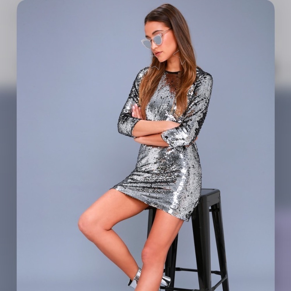 08. Lulus Main Event Silver Sequin Sheath Dress - image 6
